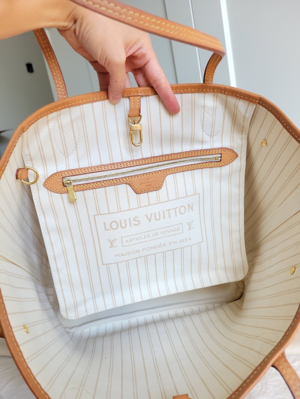 💕BEAUTIFUL Louis Vuitton Tote Bag Neverfull MM Damier AZUR - Microchipped - Picture 11 of 17